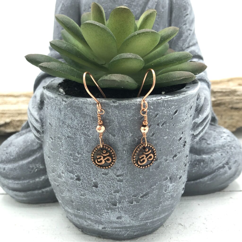 Ohm Earrings - Copper Plated Pyrite with Tarnish-Resistant Copper Ear Wires